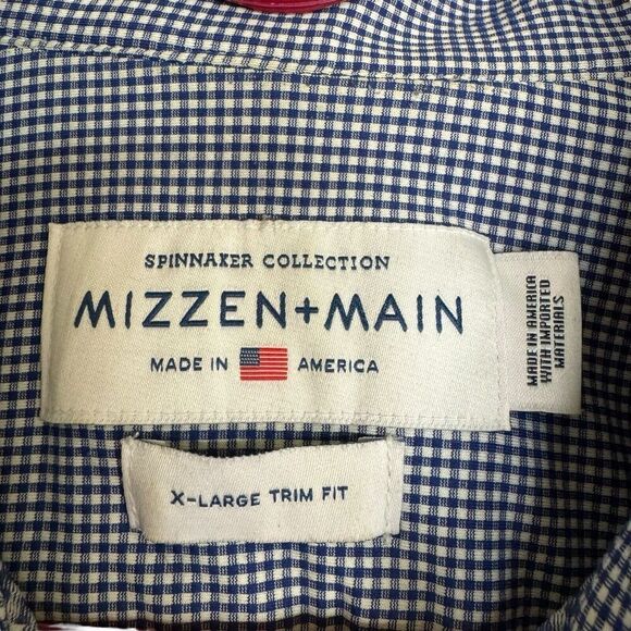 Mizzen + Main Shirt Mens XL Blue Button Up Spinnaker Trim Fit Performance - Picture 3 of 7